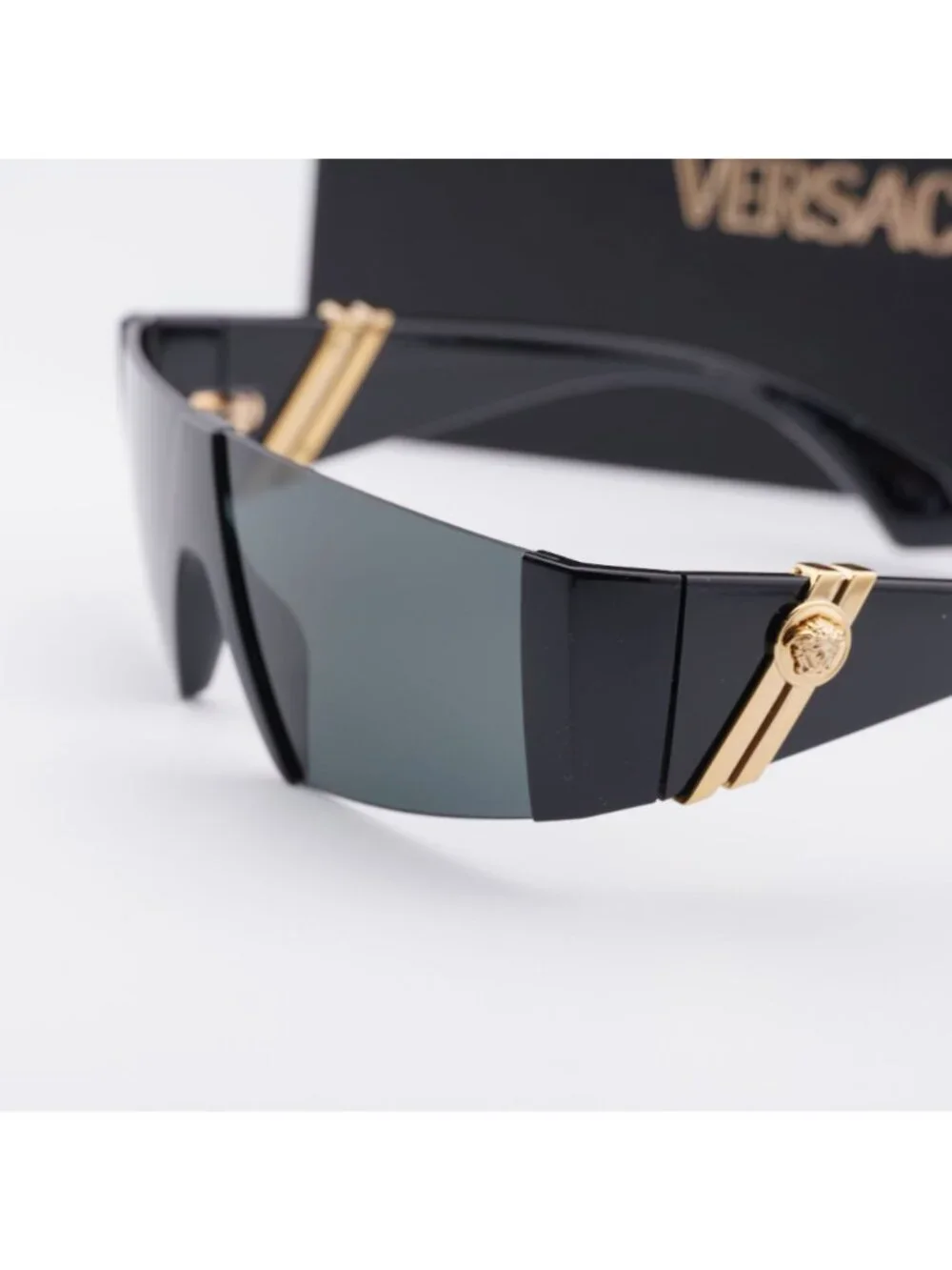 Versace VE4516 GB1/87 Shield Sunglasses – Black / Grey